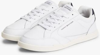 Tommy Hilfiger Mens Leather Low-Top Cupsole Sneaker - White/Navy - US 11.5 / EU 45
