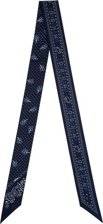 Longchamp Blue Scarf With All-over Bandana Print In Silk Woman