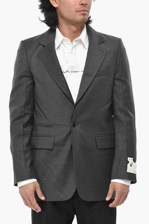 Off-white TAILORING Blazer 3 Tasche BUTTON OFF in Lana Off-White