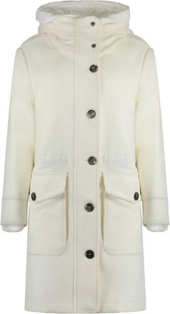 Moorer Cappotto monopetto con cappuccio - Bianco
