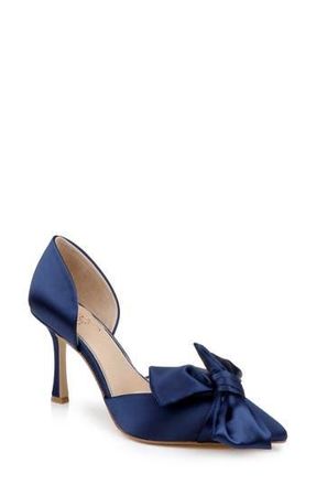 Badgley Mischka Sidney Pointed Toe dOrsay Pump in Navy Satin at Nordstrom Rack, Size 5.5