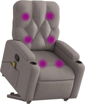 vidaXL Vidaxl - Sill&oacute;n Reclinable De Masaje Elevable Tela Gris Taup&eacute;