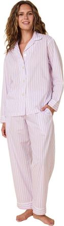 The Cats Pajamas Luxe Pima Pajama Set Conversational in Classic Stripe Lavender at Nordstrom, Size X-Small