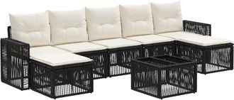 vidaXL Conjunto De Sof&aacute;s De Jard&iacute;n 8 Uds. Negro Y Blanco Crema Vidaxl