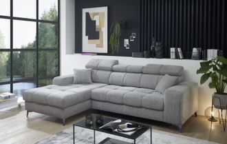 ED EXCITING DESIGN Ecksofa »Sydney L-Form mit Bettfunktion, Bettkasten, Kopfteilverstellung« motorischer Sitztiefenverstellung, USB-Port & 2 Zierkissen