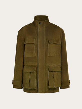 Ferragamo Men Suede safari jacket Green