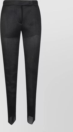 Max Mara slim fit trousers mesh texture belt loops