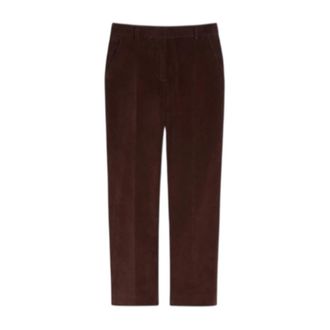 Max Mara Broeken, Dames, Bruin, S, Katoen, Fluweel Cropped Slim Geribbelde Broek