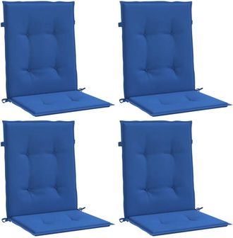 vidaXL Cojín silla jardín respaldo bajo 4 uds tela Oxford azul Vidaxl