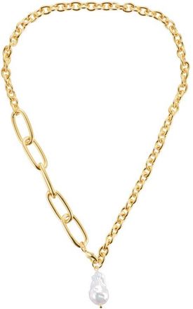 st. Moran Mixed Link Freshwater Pearl Pendant Necklace in White at Nordstrom