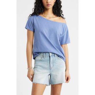 BP. Relaxed Fit Boat Neck Cotton T-Shirt in Blue Frost at Nordstrom, Size Xx-Small