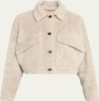Brunello Cucinelli Lamb Shearling Cropped Jacket