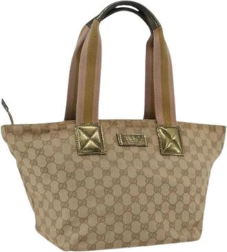 Gucci Pre-owned Handbags, female, Beige, Size: ONE SIZE Pre-owned Canvas Handbag