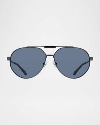Ferragamo Mens Gancino Titanium Aviator Sunglasses