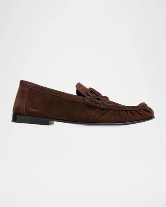Loewe Double L Suede Loafers