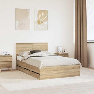 vidaXL Estructura De Cama Roble Sonoma 120 X 200 Cm Madera Ingenieril Vidaxl