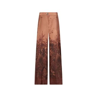 Liu Jo Wide Trousers, female, Brown, Size: M Printed Twill Trousers