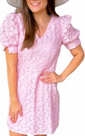 Jade Yoga V-Neck Gathered Sleeve Mini Dress In Bright Pink
