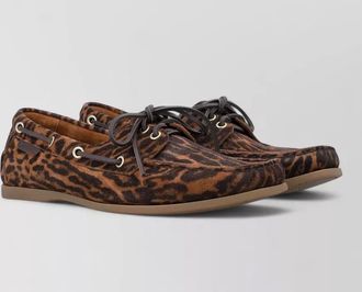 Tom Ford boat shoes animal print metal eyelets rubber