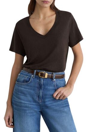 Reiss Lola Linen T-Shirt in Chocolate Brown at Nordstrom, Size X-Large