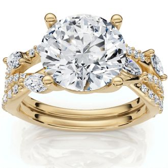 Pompeii3 Certified 3 5/8Ct Diamond Engagement Wedding Ring Set 14k Gold Lab Grown