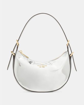 Kate Spade New York Womens Nova Mirror Metallic Small Crescent Shoulder Bag - Silver Leather - One Size