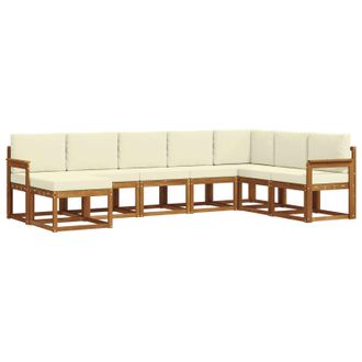 vidaXL Conjunto De Sof&aacute;s De Exterior Con Coj&iacute;n 8 Pcs Natural Y Crema Vidaxl