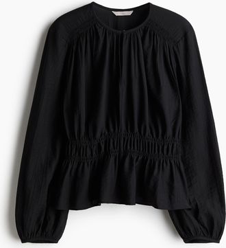 H&M Bluse mit Smokdetails - Schwarz