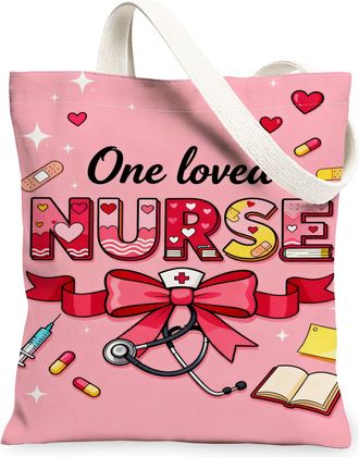 Generic Cute Peach Canvas Tote Bags, Fun Medical Design Reusable Grocery Bags, ValentineS Day Lightweight Washable Shoulder Strap, Peach, 13x15 Inch