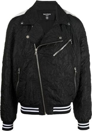 Balmain Winter Jackets, male, Black, L, Stylish Bomber Jacket with Zip Closure