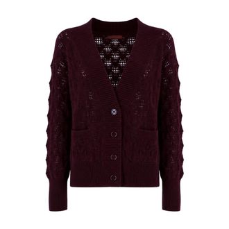 Ermanno Scervino Truien & Vesten, Dames, Rood, S, Openwork V-neck Cardigan