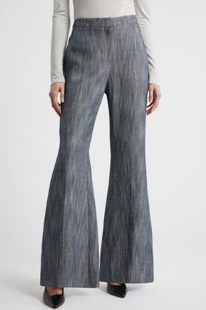 BOSS Talifia Sharkskin Twill Flare Trousers in Charcoal Sharkskin at Nordstrom, Size 18