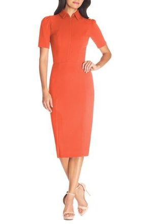 Dress The Population Gloria Front Zip Sheath Dress in Poppy at Nordstrom Rack, Size Medium
