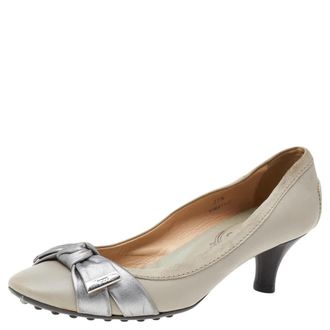 Tod's Tods Grey Leather Bow Pumps