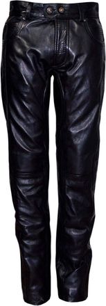 None Man Stylish Black Real Soft Leather Slim Fit Trousers (32)