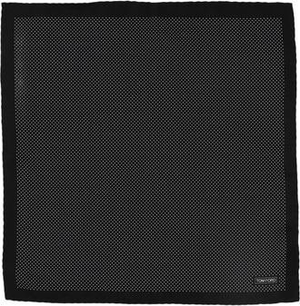 Tom Ford Tone-on-Tone Border Dotted Silk Pocket Square
