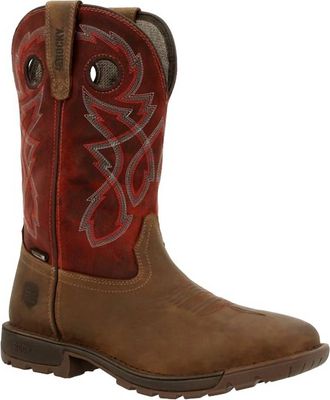 Rocky Mens Legacy 32 Steel Toe Waterproof Western Boot In Tan Red