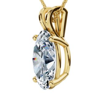 Pompeii3 Oval Solitaire Diamond 4-Prong Pendant 14k Gold 18 Necklace Lab Grown