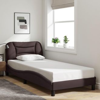 vidaXL Estructura De Cama Sin Colch&oacute;n Tela Marr&oacute;n Oscuro 90x190 Cm Vidaxl