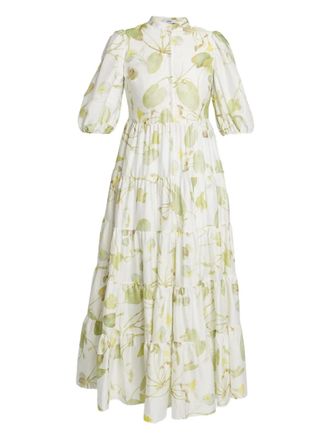 Erdem short-sleeve midi dress - women - Cotton/Cotton - 14 - White