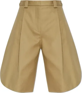 Balenciaga Tulip-vormige Katoenen Bermuda Shorts - Dames - Korte Broeken - Beige - S - Katoen - Korte Broeken