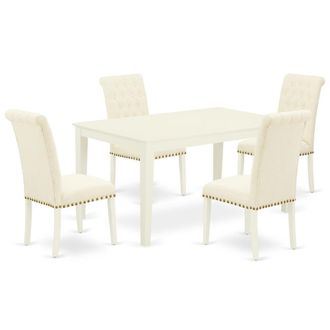 East West Furniture Dining Room Set Linen White, CABR5-LWH-02