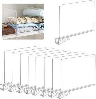 OEM 8 Separadores De Estantes De Acr&iacute;lico Transparente De 30 X 20 Cm, Adecuados Para Dormitorios, Cocinas, Bibliotecas, Armarios Y Vestidores