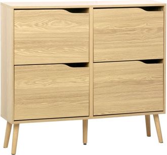 Sweeek Zapatero efecto madera estilo vintage, 4 cajones, natural