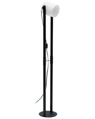 Eglo Eglo Burbank 1 Light Floor Lamp With Black Finish & White Fabric Shade