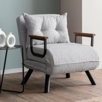Dmora Butaca Keoni, Reclinable, Con Reposabrazos, Soporta 100 Kg, 60x78x78h Cm Gris Claro