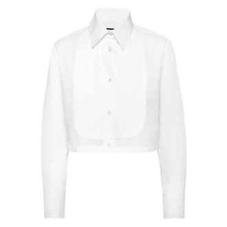 Philipp Plein Dames, Blouses & Shirts, Wit, Maat: XL Katoen