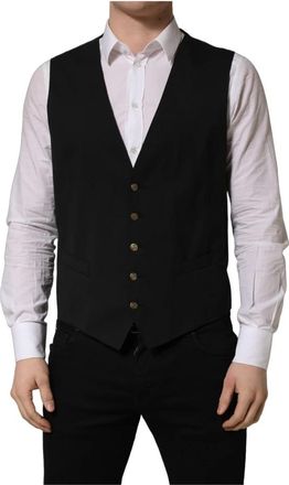 Dolce & Gabbana Vest - Heren - Gillet - Zwart - XS - Wol - Kostuums