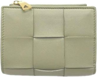 Bottega Veneta Pre-owned Vintage Portemonnee (bi-fold) - Dames - Vintage Accessoires - Groen - ONE Size - Leer - Vintage