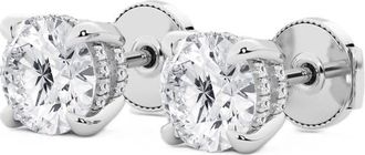 Grown Brilliance 4 Ctw Round Cut Lab Grown Diamond Stud Earrings in 14K White Gold, Hidden Halo Design, H-I Color, SI Clarity